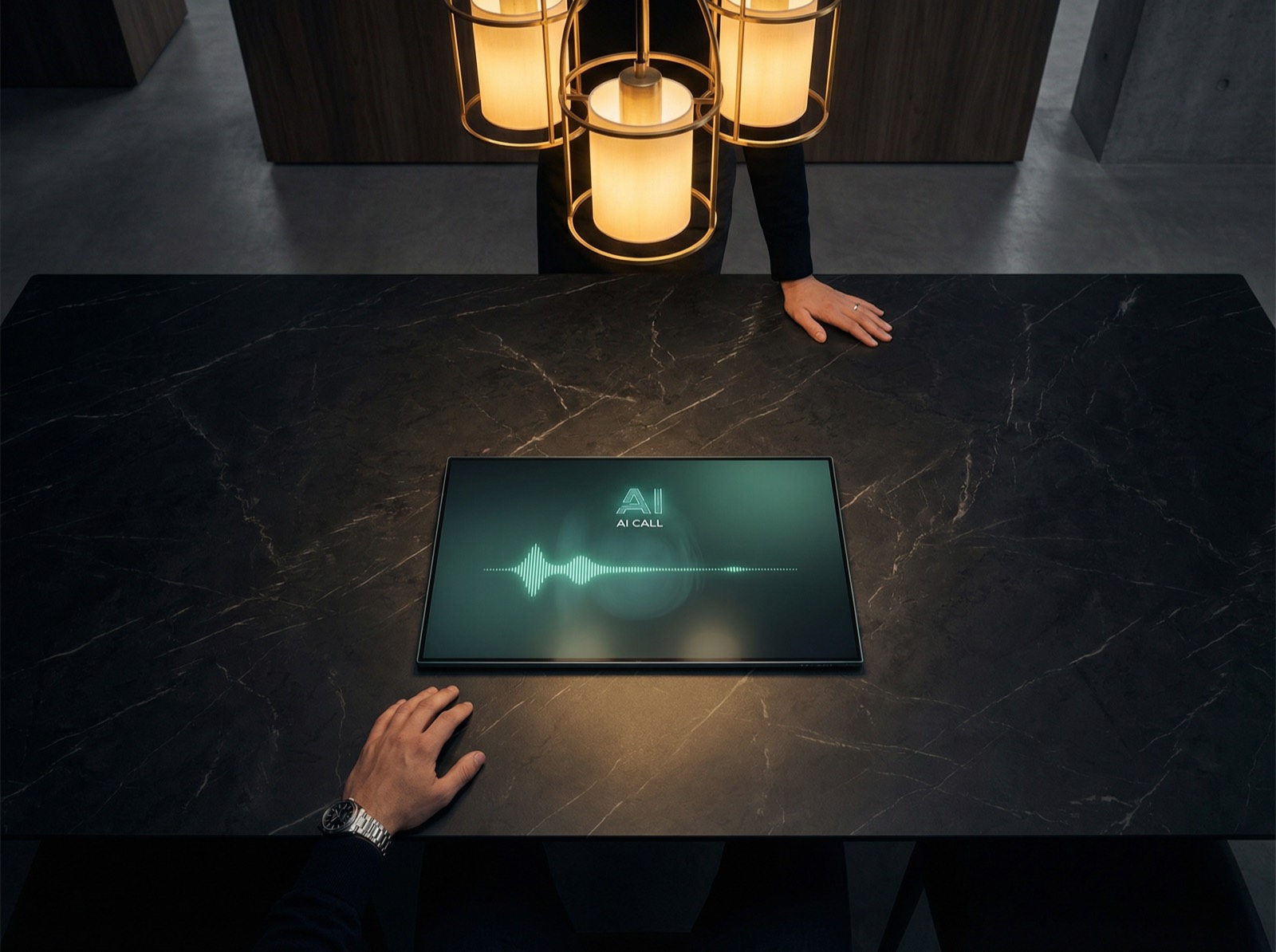 The AI receptionist table in the Lab